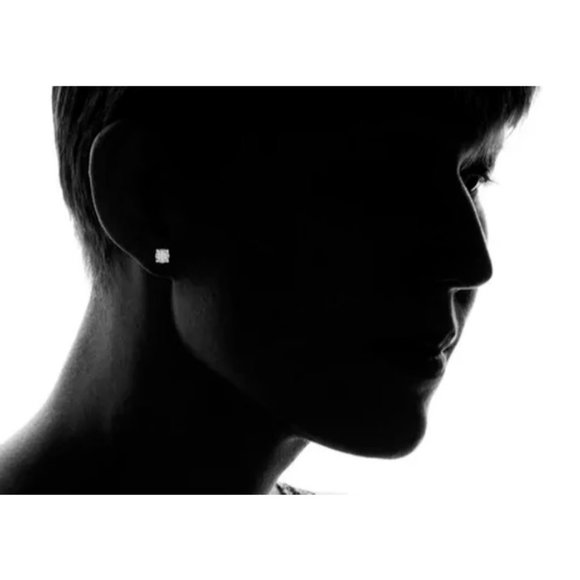 1/4CTTW Diamond Cluster Stud Earrings in 925 SS - Picture 5 of 5